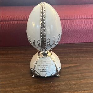 Chic White and Silver Decorative Egg by Ardleigh Elliott